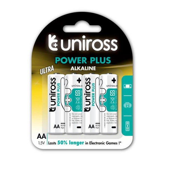алкални батерии uniros aaa power plus - 4 бр.