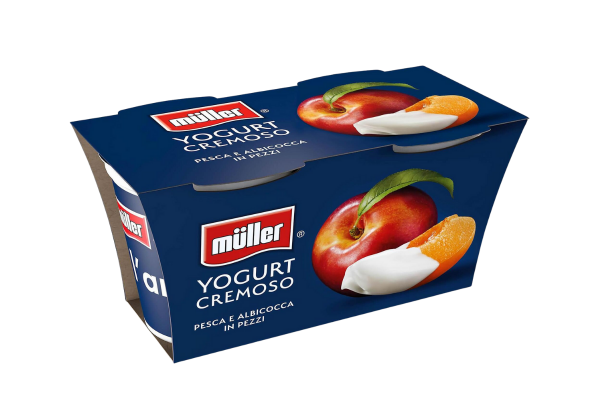 йогурт muller с парченца праскова и кайсия 2х125гр