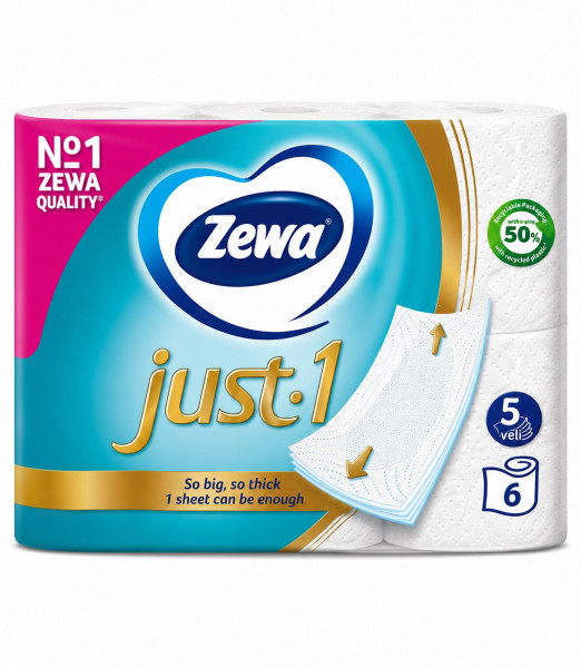 тоалетна хартия zewa 5пл. just1 6бр