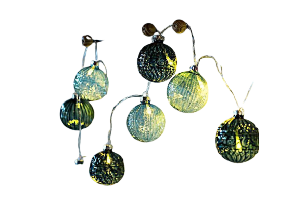 лампички с топки, зелени 10led