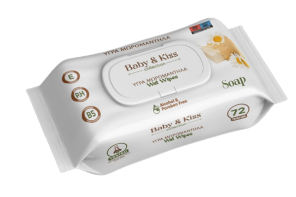 мокри кърпи baby kiss soap 72бр/пак