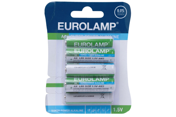 eurolamp алкални батерии 1.5v aa, lr6 блистер 4 бр.