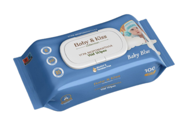 мокри кърпи baby kiss blue collection 100бр/пак
