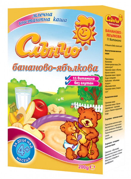 бананово ябълкова млечна каша слънчо - 200 гр.