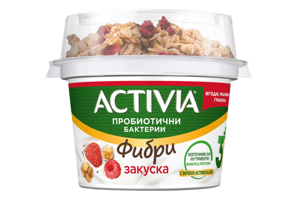 активиа закуска с ягоди и малини 165гр
